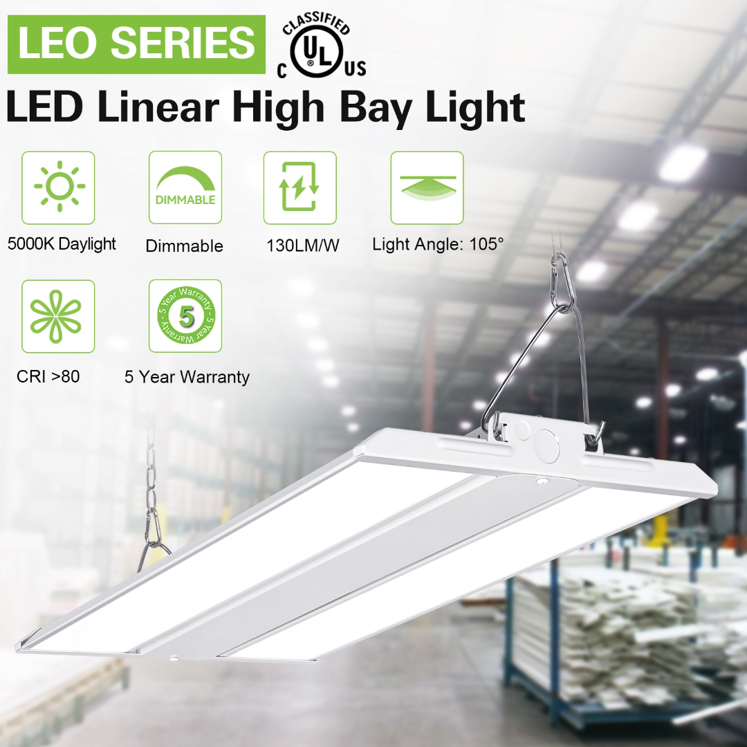 Paquete de 2 2FT 150W 19500lm LED Linear High Bay Shop Light, 100-277V, 5000K, ETL aprobado 