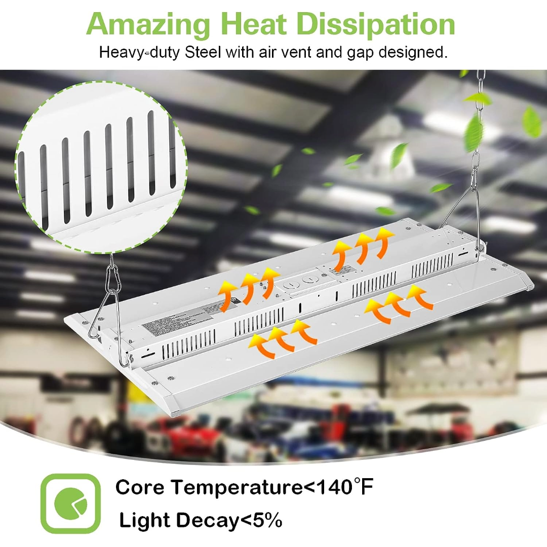 Paquete de 2 2FT 150W 19500lm LED Linear High Bay Shop Light, 100-277V, 5000K, ETL aprobado 