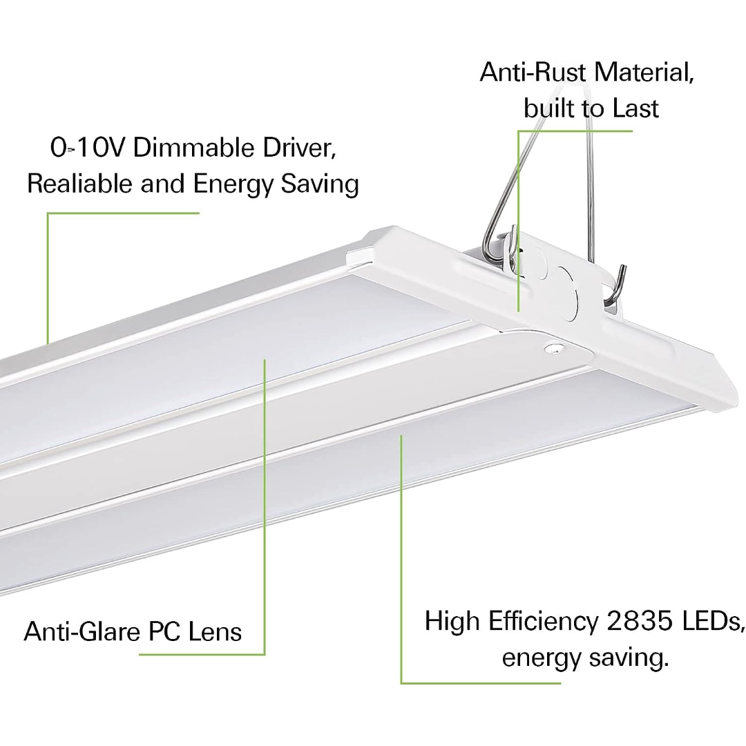 Paquete de 2 2FT 150W 19500lm LED Linear High Bay Shop Light, 100-277V, 5000K, ETL aprobado 