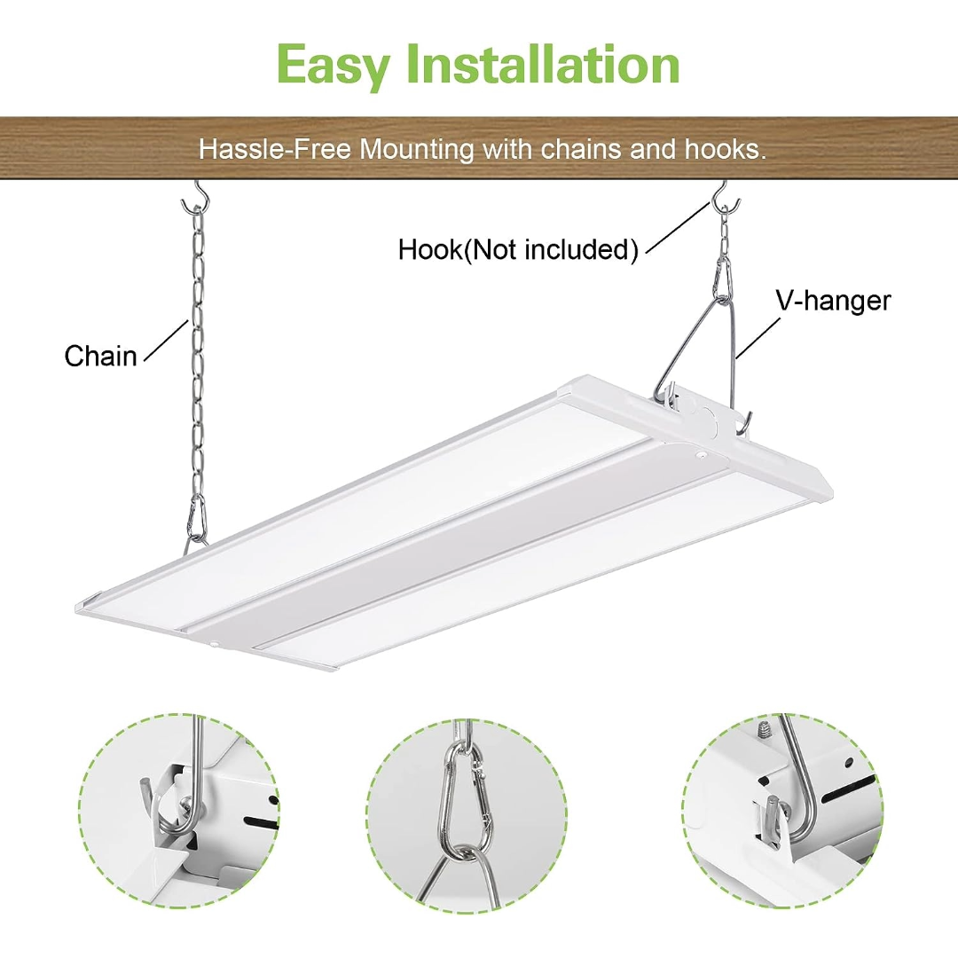 Paquete de 2 2FT 150W 19500lm LED Linear High Bay Shop Light, 100-277V, 5000K, ETL aprobado 