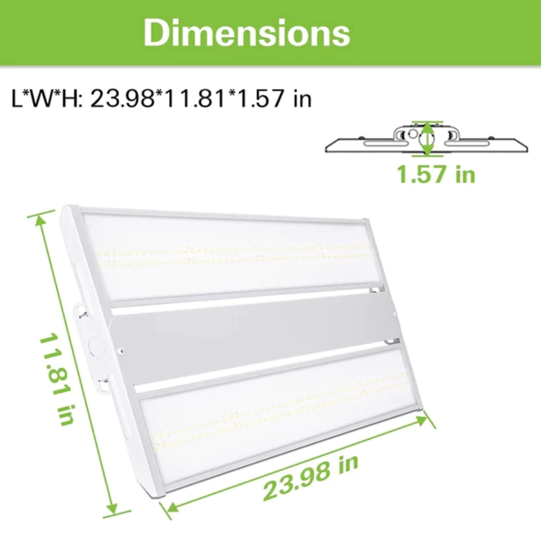 Paquete de 2 2FT 150W 19500lm LED Linear High Bay Shop Light, 100-277V, 5000K, ETL aprobado 