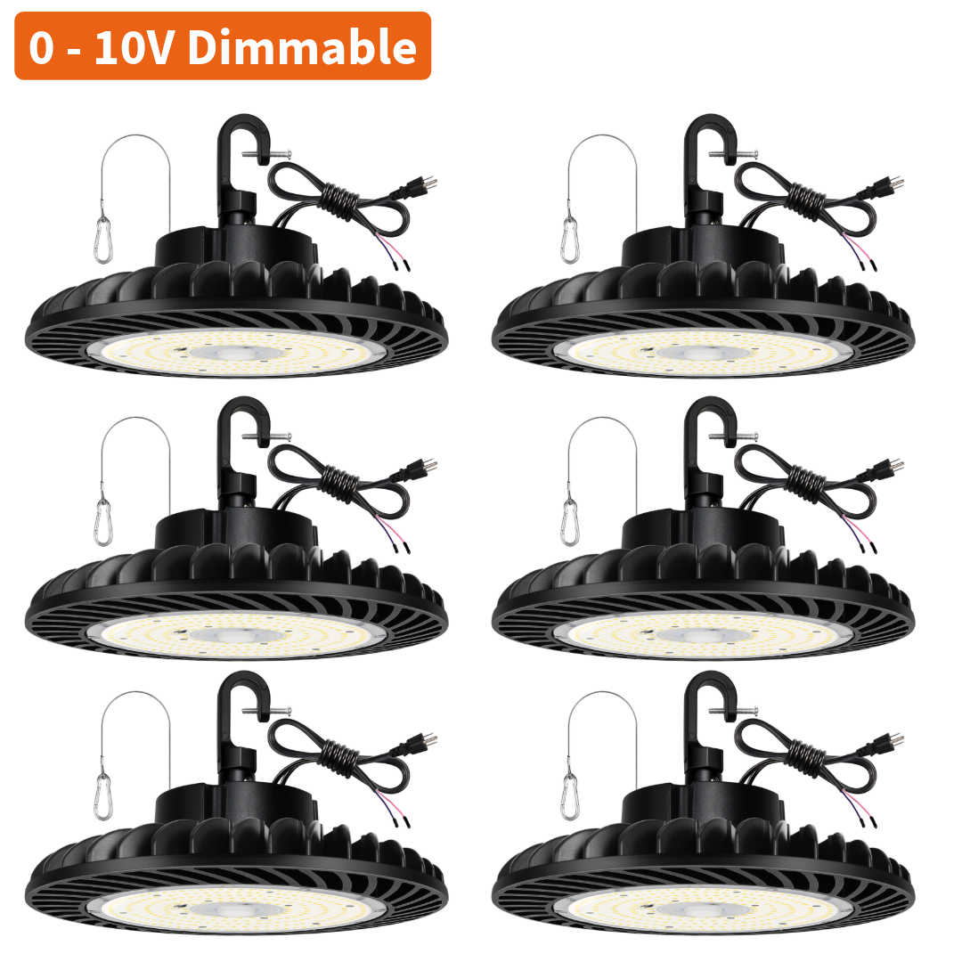 Paquete de 2 luces LED UFO de 150 W para bahía alta, 5000 K, 19 500 lm, 120 V [equivalente a 175 W/250 W MH/HPS] 